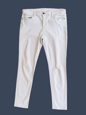 Joe’s Jeans Vintage White Distressed Skinny Ankle Mid-Rise Stretch Jeans ~ 12/32